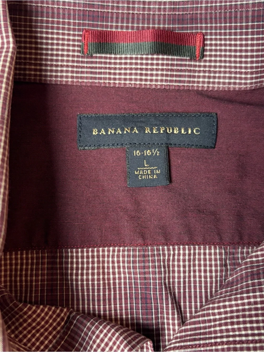 Banana Republic Men's Plaid Button-Down Shirt - Burgundy & Black